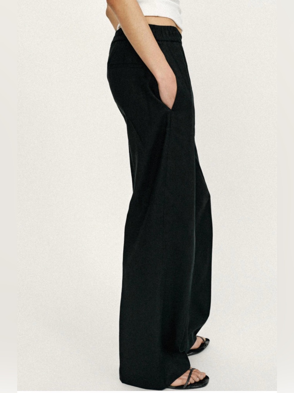 Zara 100% Linen Black Wide-Leg Pants Women’s Size:M